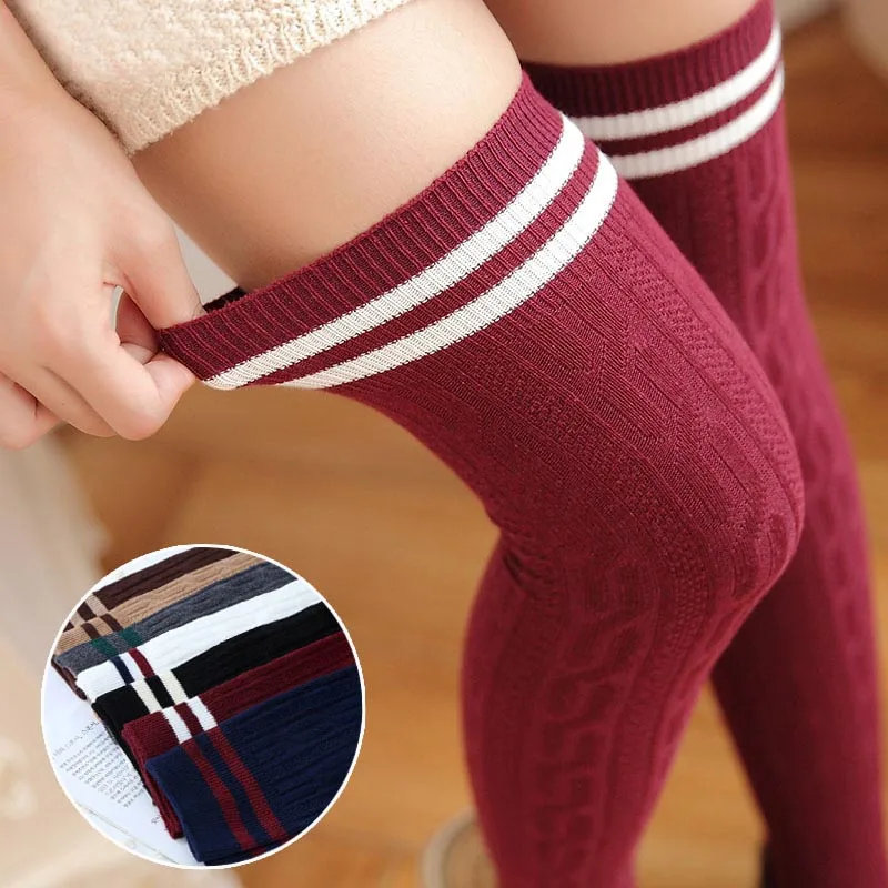 Модные женские гольфы Хлопковые до бедра чулки из хлопка белые носки для