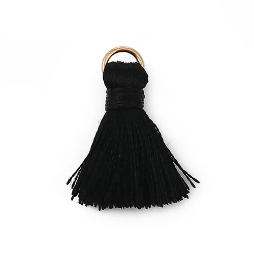 Black Doreenbeads Rayon Tassel Charms Multi color 7/8"l- 7/8"long 10 PCs For Diy Jewelry DIY Bracelet Necklace Earring Accessories - Окраска металла: Black