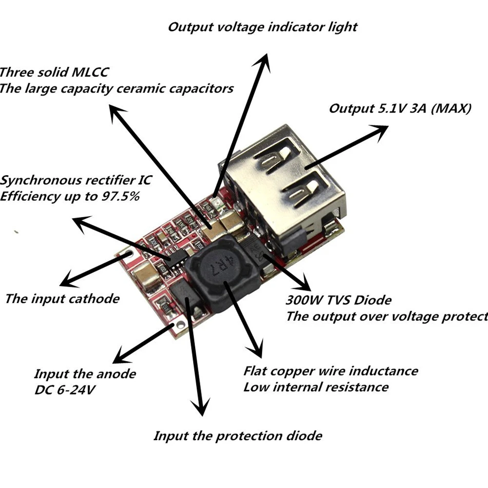 10 шт. с источником питания от постоянного тока 6 24V 12V/24v до 5V USB Выход Зарядное