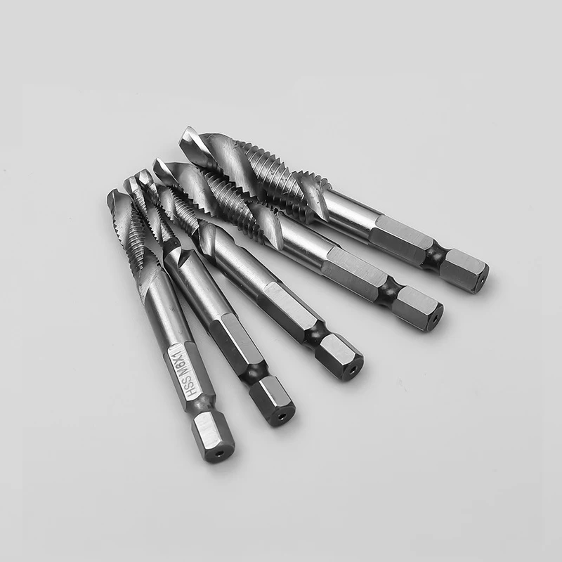 SET-1 6 шт./лот, набор сверл с шестигранным хвостовиком 1/4 дюйма, M3-M10, титановое покрытие, HSS сверлильные сверла, резьбовые винтовые нарезные инструменты - Color: SET-1