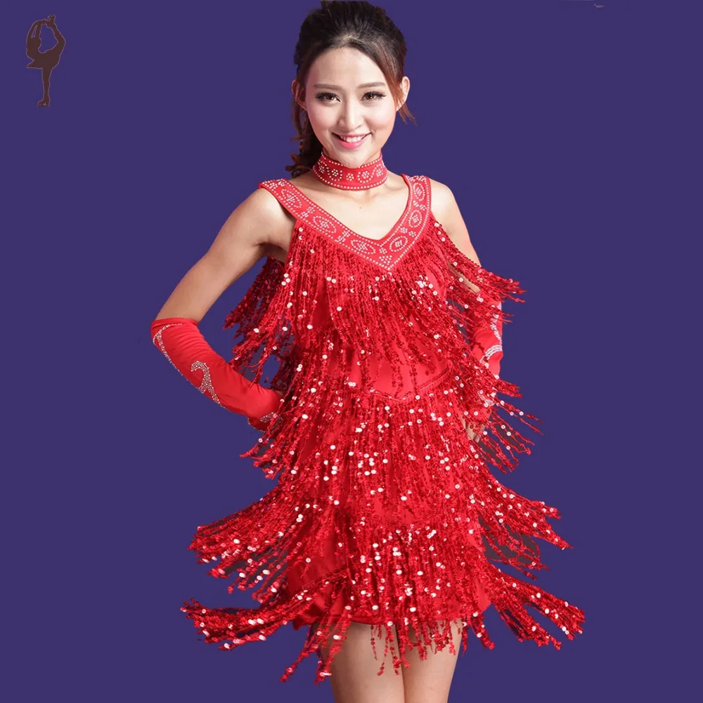 

2019 new Tassel Latin dance dress 4 colors salsa skirts samba dress for dancing free shipping clothes for dancing