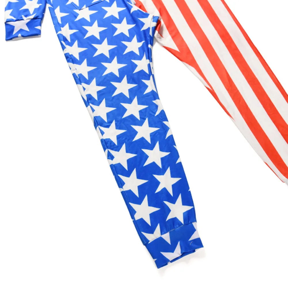 Осень Зима 3d принт звезда полосы пижамы для мужчин хип хоп комбинезоны Модные