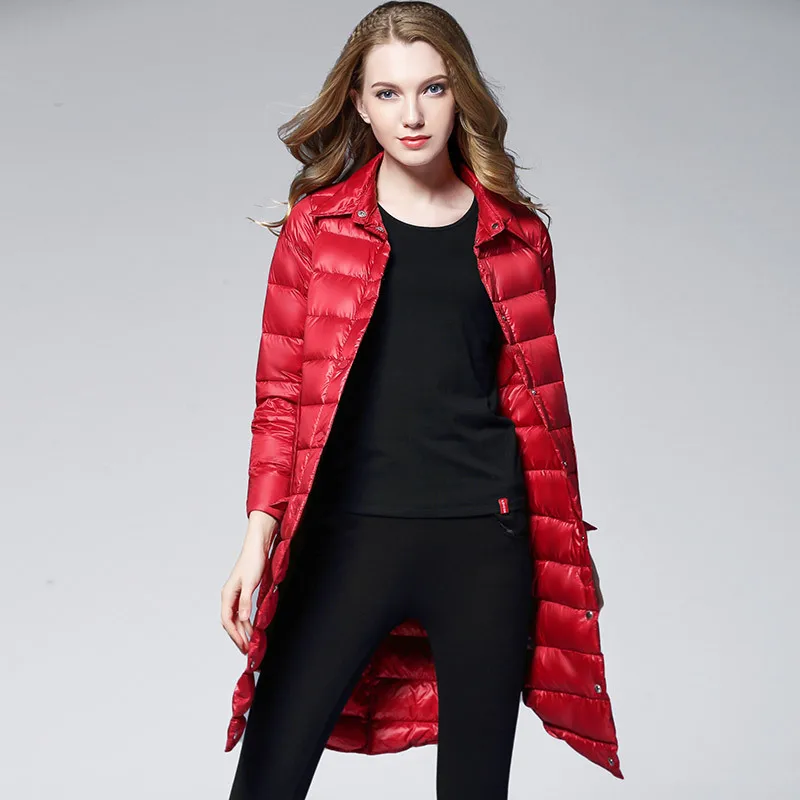 Женская Черная/розовая Зимняя тонкая легкая пуховая куртка женское 90% пуховое