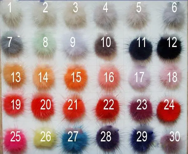 Free shipping!!!! DIY jewelry findings-30mm mixed color mink fur ball