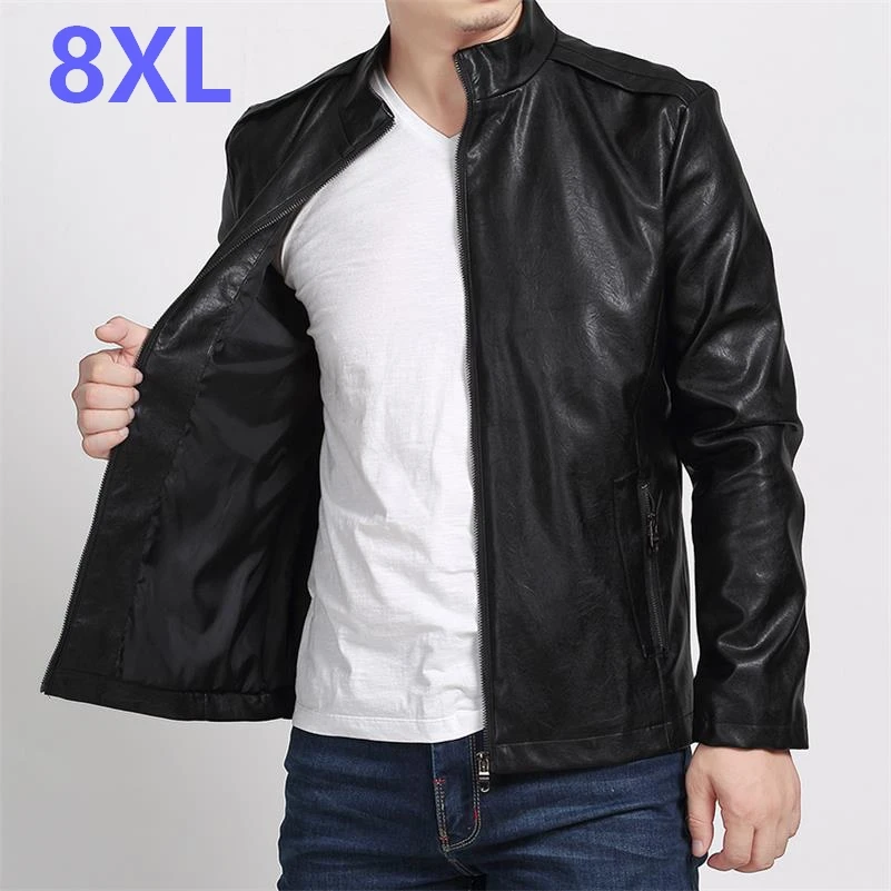 Мужская куртка из искусственной кожи 10XL 8XL 6XL 5XL весенне осенняя Повседневная