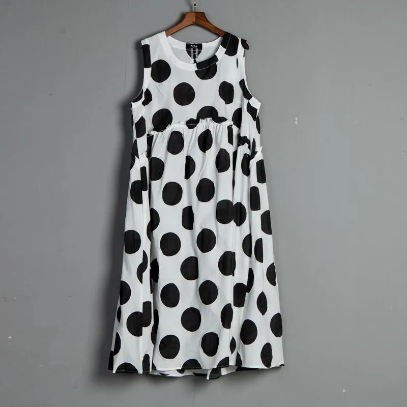 BUYKUD Лето в горошек завязки Пуловеры платья 2018 Для женщин Повседневное с круглым