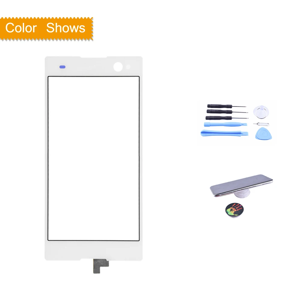 Сенсорный экран для sony Xperia C3 D2533 сенсорный экран дигитайзер стекло передней сенсорной панели объектив C3 DUAL D2502 Сенсорная панель без lcd 5,5" - Цвет: white with gift