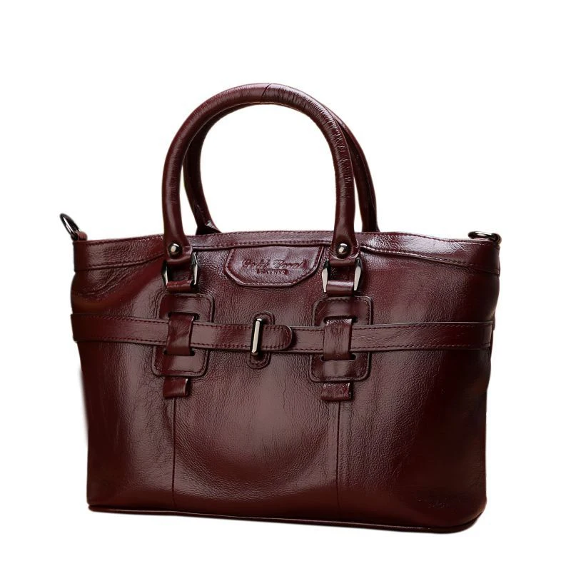 Женская сумка мессенджер через плечо тоут из воловьей кожи первого слоя для