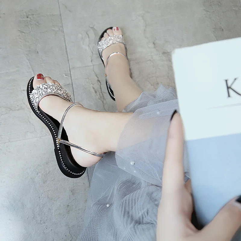 Модные летние сандалии на платформе 2018 с ремешком щиколотке и открытым носком