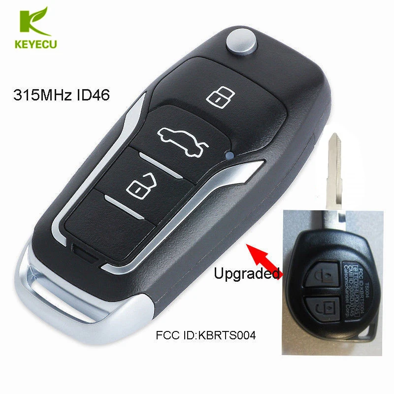 Запасной обновленный ключ KEYECU 315 МГц ID46 для SUZUKI SWIFT SX4 ALTO VITARA IGNIS JIMNY Splash Door Lock 2006