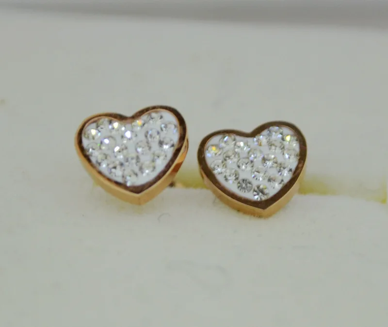 Серьги YUN RUO с блестящим кристаллом в виде сердца модные женские украшения из