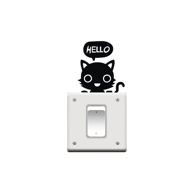 Милые виниловые наклейки на стену с изображением кошки и надписью Hello для детской