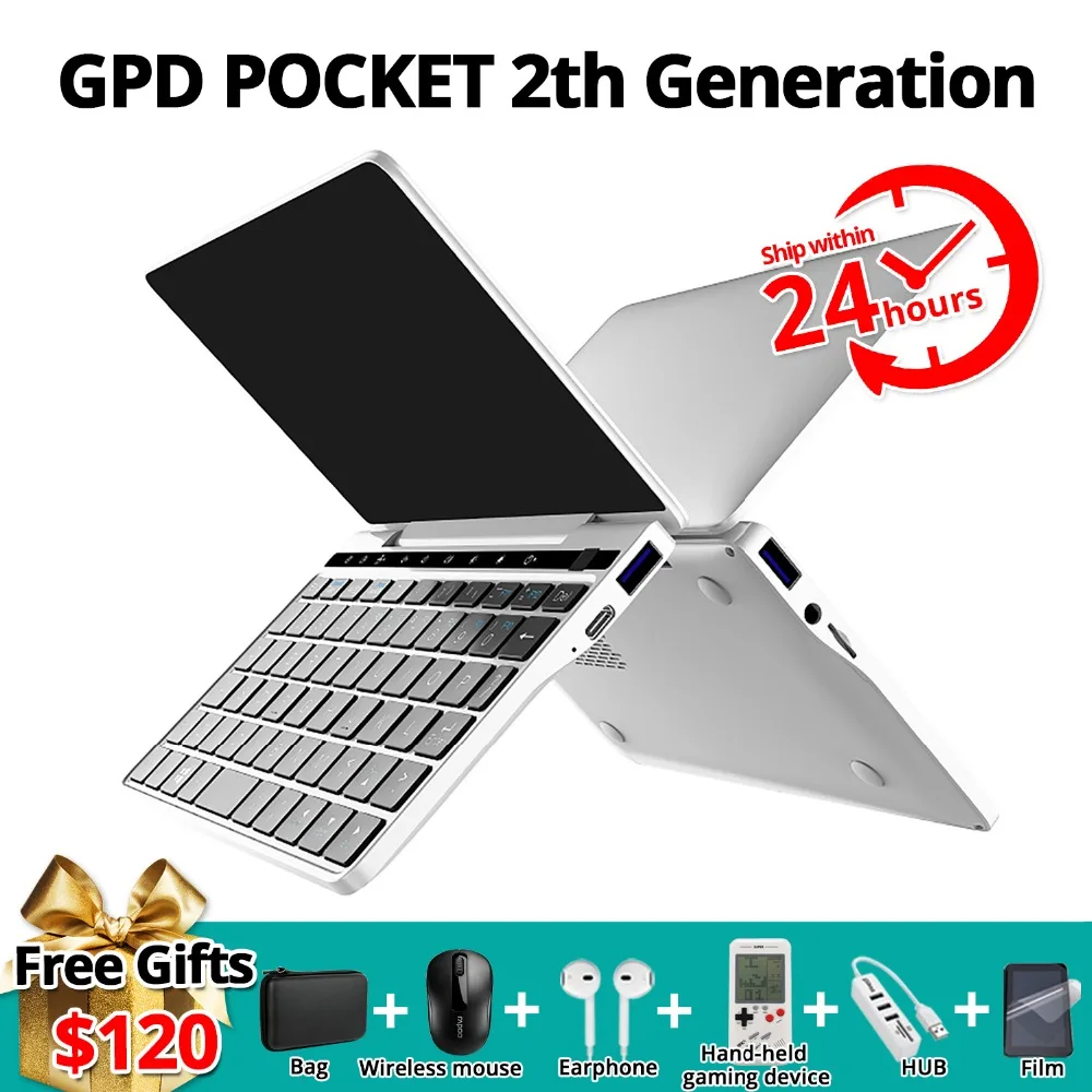 GPD Pocket2 карман 2 7 дюймов алюминиевый корпус сенсорный экран мини ноутбук UMPC Windows 10 система процессор ядро m3-8100Y 8 ГБ/128 ГБ