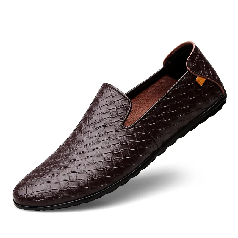 Brown Flats Merkmak/брендовая мужская обувь; Новинка года; дышащие удобные мужские лоферы; плетеная Мужская обувь на плоской подошве; мужская повседневная обувь; Прямая поставка - Цвет: Brown Flats