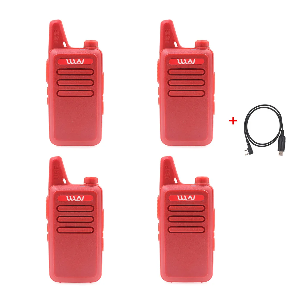 4red with cable 4 шт. WLN Мини Портативная рация KD-C1 UHF 400-470 МГц портативная двухсторонняя радиостанция приемопередатчик связи - Цвет: 4red with cable