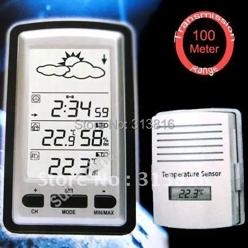 100 м беспроводная метеостанция температуры и влажности с датчиком