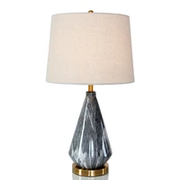 new classical table lamps modern metal lamp base marble body cloth art lampshade for foyer bedroom hotel led e27 reading light