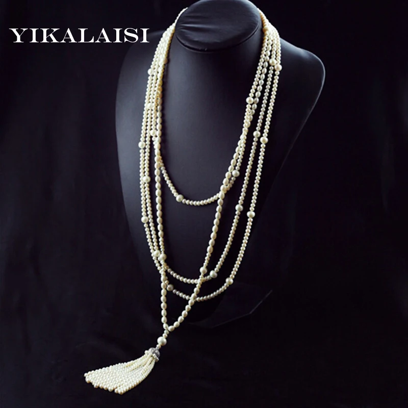 vender Yikalaisi 2017 Nova Moda Colar Longo Multicamadas De Pérola De água Doce Gargantilha Charme Jóias Para Mulheres Melhor Presente