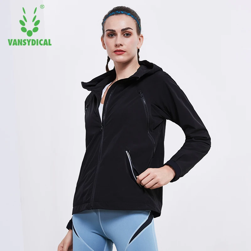 SPT Vansydical осень-зима молнии Спорт Бег Йога Куртки Для женщин с капюшоном наушников