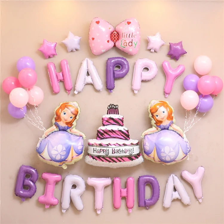 1 компл. с днем рождения письмо Kitty принцессы Софии фольгированные шары Baby Shower