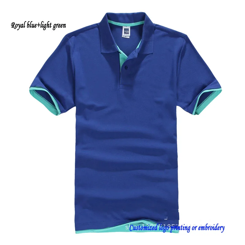 royal blue green Унисекс поло вышивка тенниска с логотипом для мужчин короткий рукав поло для мужчин плюс размер Повседневный Топ Хлопок Сплошной взрослый Повседневный Активный Тройник - Цвет: royal blue green