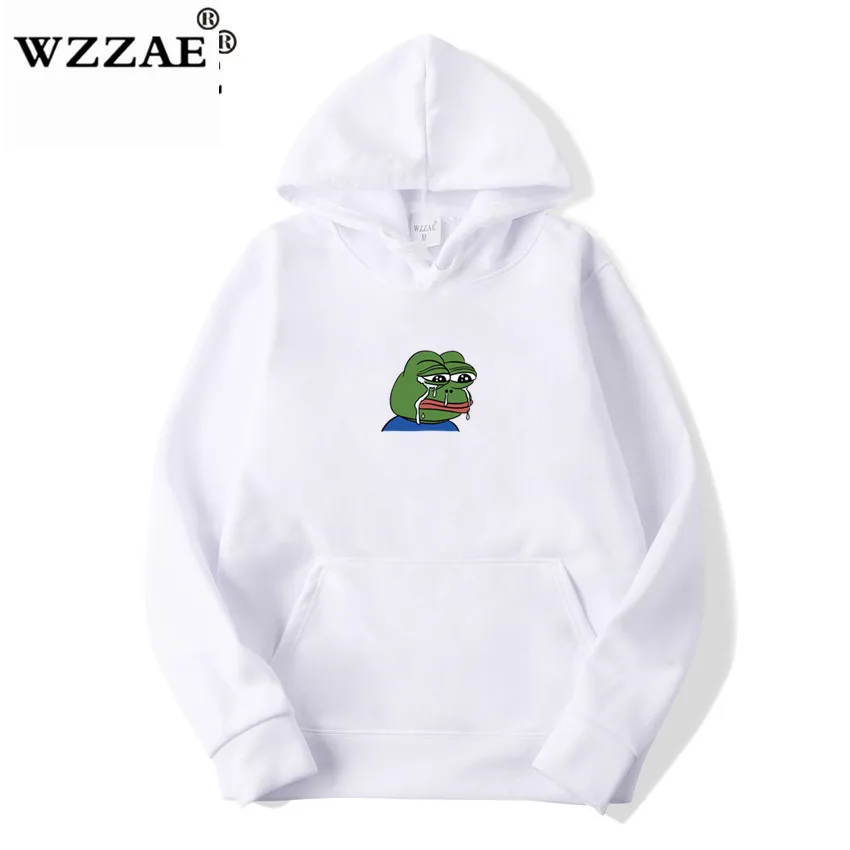 Толстовки с принтом Sad tearing frog для мужчин/женщин, толстовки с капюшоном, новинка, Харадзюку, хип-хоп толстовки, толстовка, Мужская японская толстовка с капюшоном