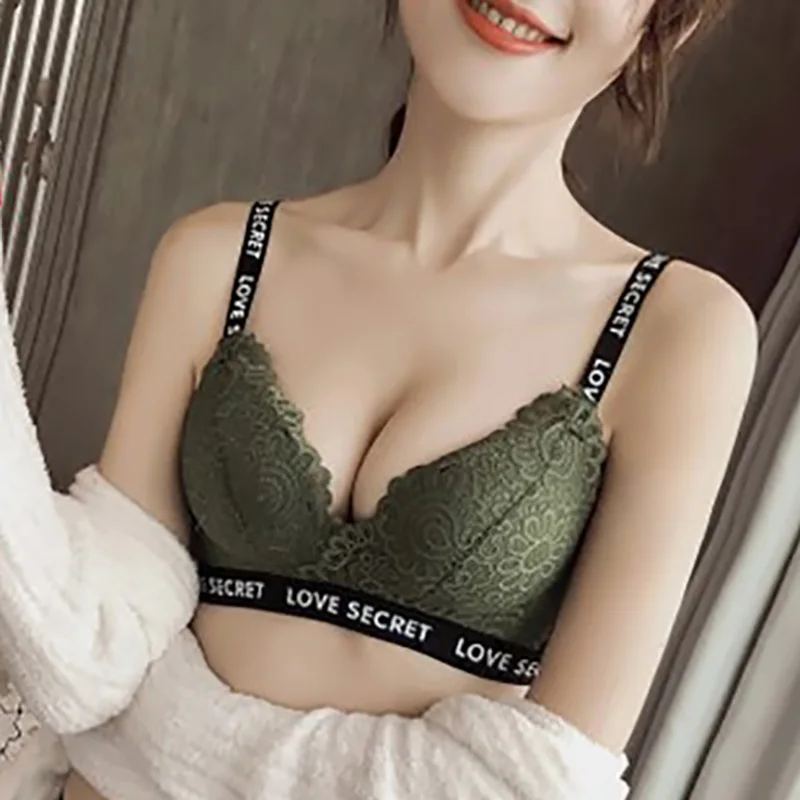 Пикантные кружевные бюстгальтеры для женщин цветочный белье Push Up Bra утепленные 3/4