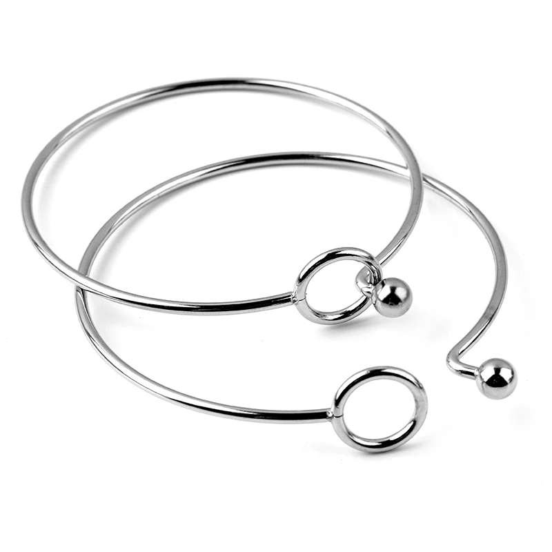 2pcs/lot Stainless Steel Bangle DIY Accessories Hot Sale Single Bead / Round Buckle Simple Charm Bracelet