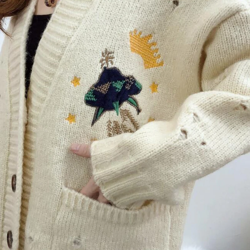 Shellsuning корейский свитер с дырками для женщин осень зима эластичные негабаритные