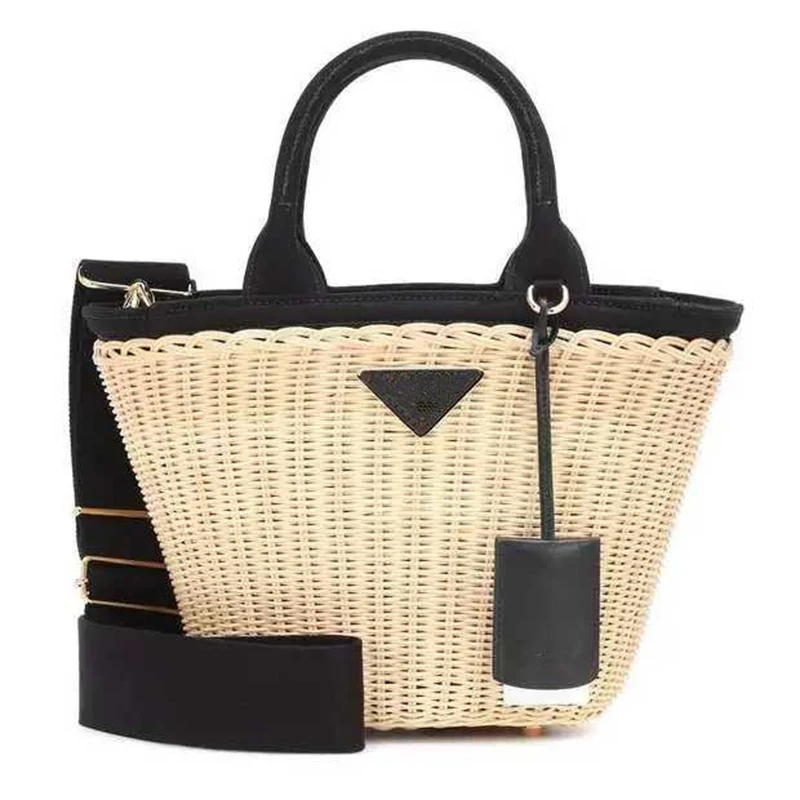 Women's bag luxury handbags rattan Straw crossbody bags for women Genuine Leather beach basket bags original brand designer