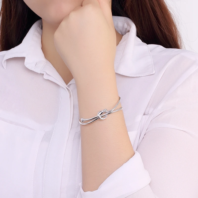 LSB289 New Fashion Silver Knot Open Adjustable Thin Bracelet &amp Bangle Women Jewelry Hot Female Gift Simple Designer Bijoux Items |