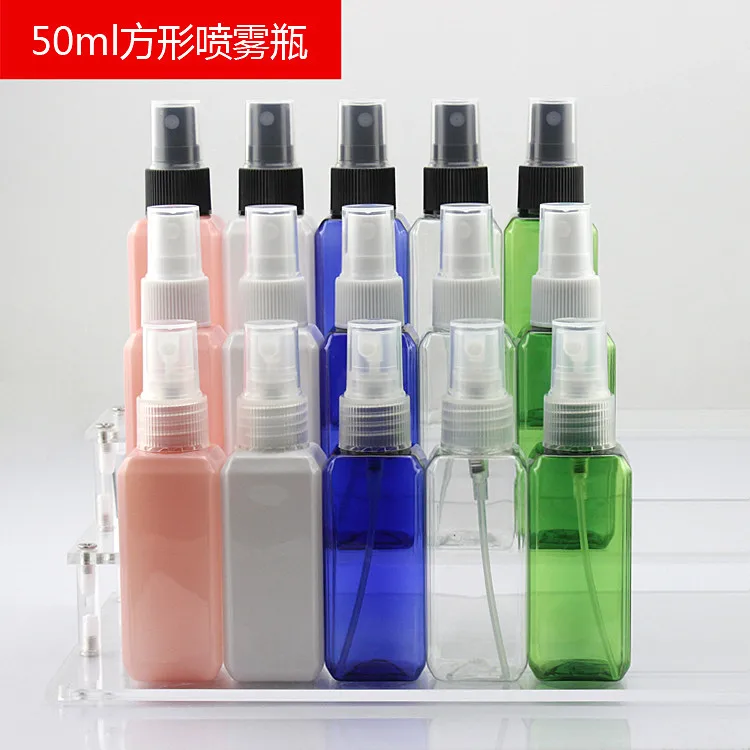 

50ml square bottle of fine mist spray bottle PET plastic cosmetic sampler sample bottle 20pcs/lot