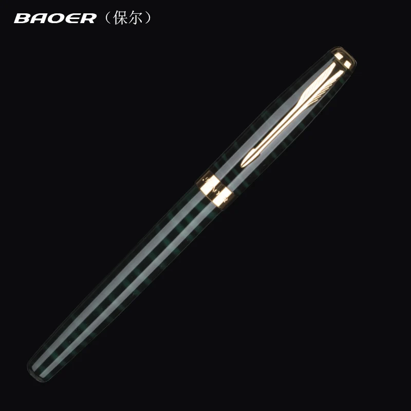 Ручка перьевая Baoer 388 5 цветов зеленая и черная металлическая с наконечником 18