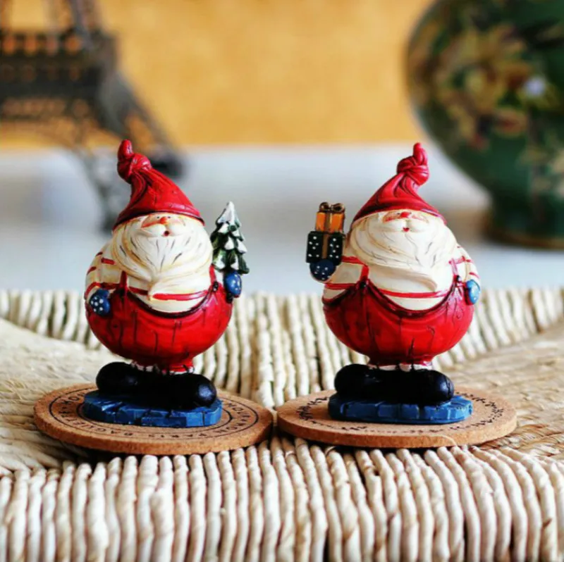 Фигурки из смолы 2 шт./компл. узоры с Санта-Клаусом аксессуары для украшения дома