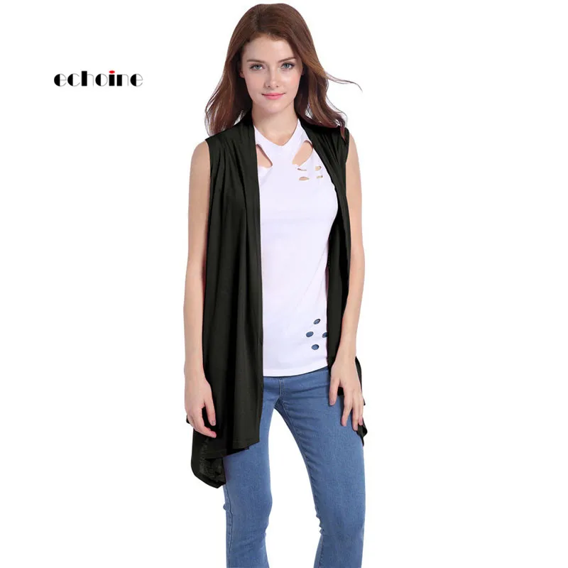 

Echoine Women Vest Cardigan Coat Sleeveless Knitted Softly Bat Type Slim Outdoor Sportswear Jackets Fashion Female Outerwear