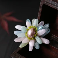 nnatural morganite inlaid natural pearl flower micro inlay zircon corsage pendant