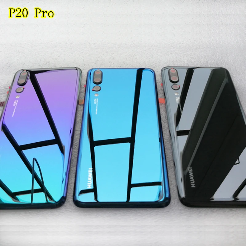 

New Tempered Glass Back Cover For Huawei P20 Pro Spare Parts Back Battery Cover Door Housing + Camera frame + Flash cover