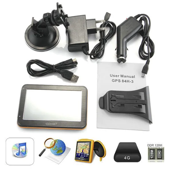 CARCHET Автомобильный GPS навигатор 4 3 дюймов TFT сенсорный Навигация FM RAM 128MB 4GB + карта