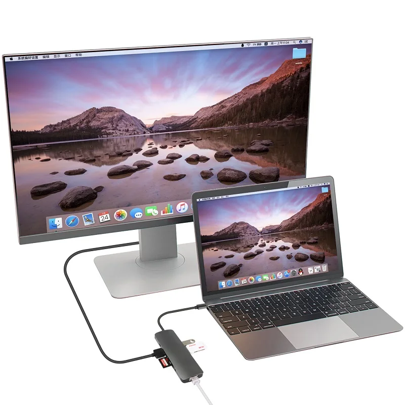 USB C Hub 9 in1 Multi-Port Adapter Type with Type-C Charging Port 4K HDMI Output Gigabit Ethernet 3.5mm Audio |