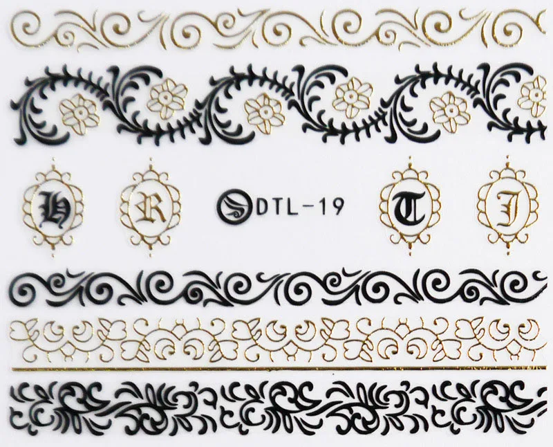 DTL019gold 3D золото, лак для ногтей, наклейки для ногтей, декоративные наклейки для ногтей - Цвет: DTL019gold
