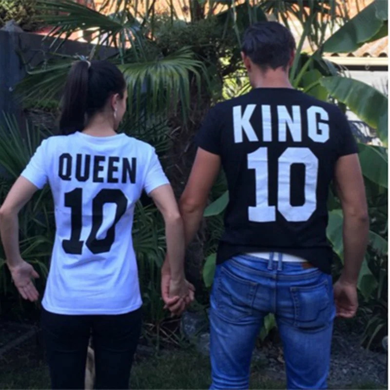 Новинка Лидер продаж Валентина футболки женщина хлопок король Queen 10 Забавный