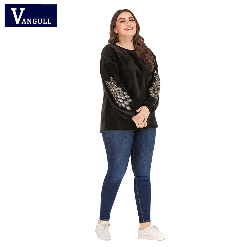 Женская толстовка Vangull размера плюс 4XL демисезонная утепленная велюровая кофта с