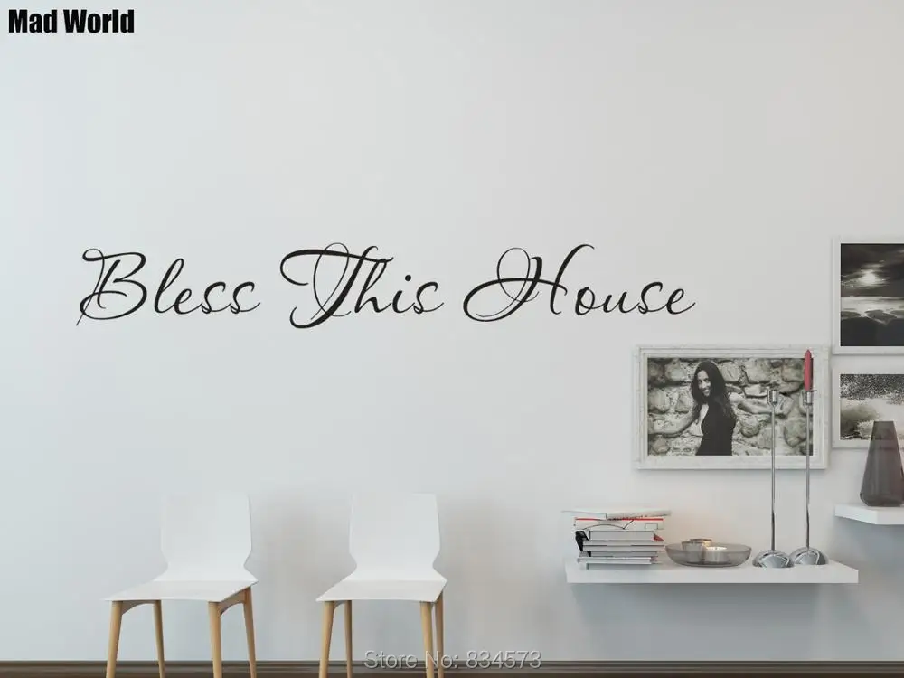 

Mad World-BLESS THIS HOUSE Wall Art Stickers Wall Decals Home DIY Decoration Removable Room Decor Wall Stickers