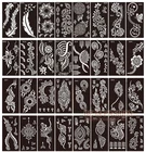 50 шт.лот трафареты для татуировок хной для живописи, блестки для боди-арта, трафареты, шаблоны на ногах, индийских, арабских дизайнов, листы