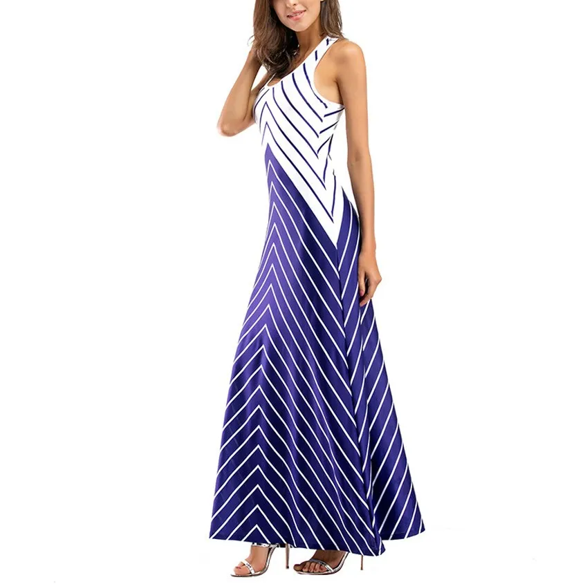 Женское повседневное свободное Полосатое прямое платье уличная одежда без