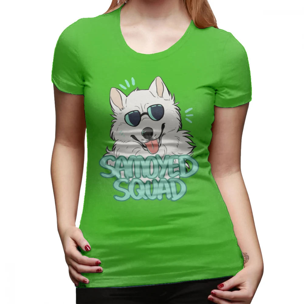 Футболка Samoyed Dogs футболка SAMOYED SQUAD Футболка с принтом 100 хлопчатобумажная женская футболка Kawaii темно-синяя Летняя женская футболка с круглым вырезом - Цвет: Зеленый