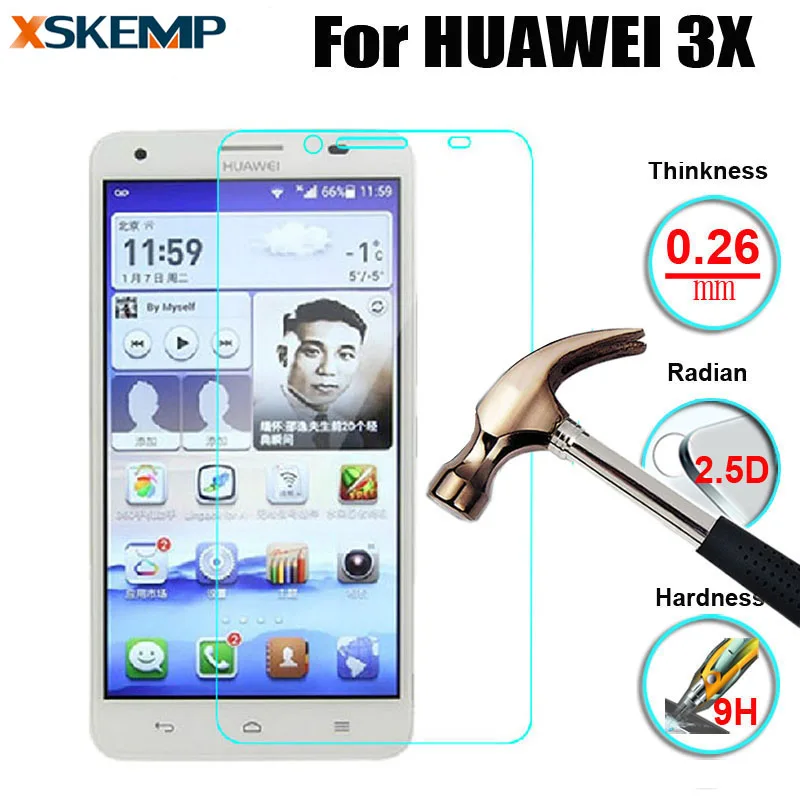Для Huawei Honor 3X G750 закаленное стекло 9 H Глянцевая 2.5D Премиум Защитная пленка для
