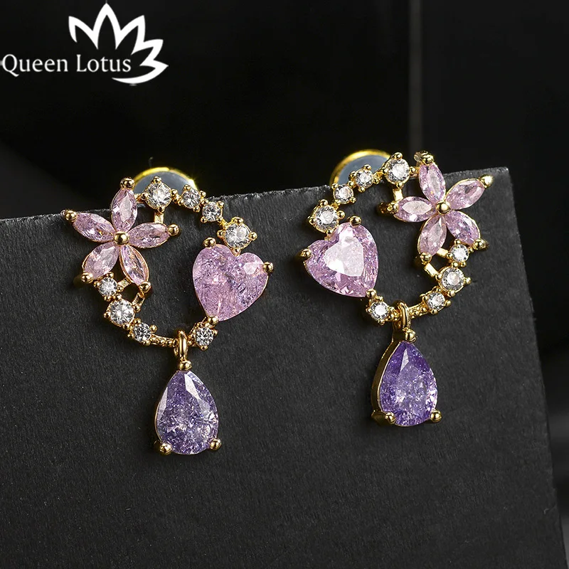 Женские серьги капельки Queen Lotus модные в виде цветов украшения подарок