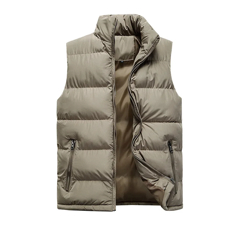 Khaki Chalecos Para Hombre Зима Большие размеры корейский стиль жилет для мужчин s осень зима теплая талия пальто мужская повседневная однотонная Куртка Gilet Homme - Цвет: Khaki