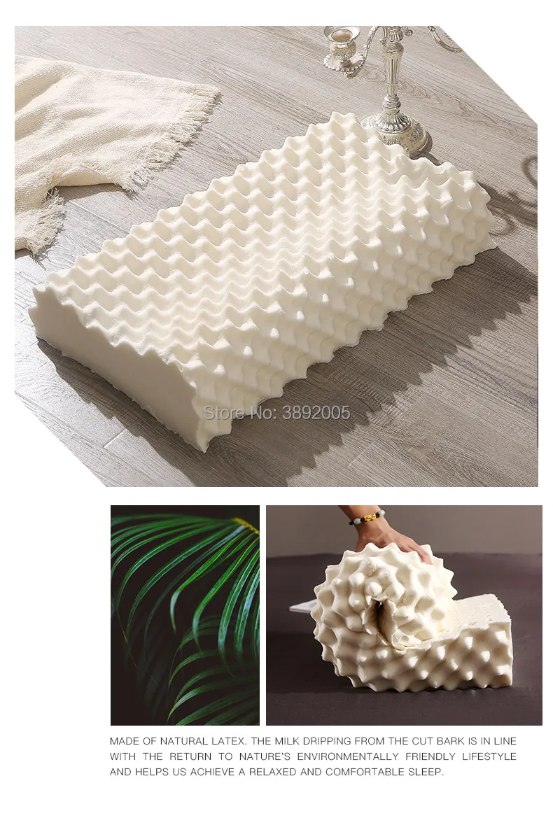 Фиолетовый Латекс 60x40 Таиланд чистый натуральный латекс подушка для коррекции шеи Защита позвонков здоровье Ортопедическая подушка медленный отскок
